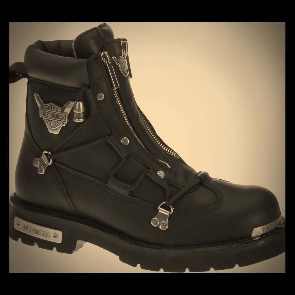 Men's Brake Light Black Motorcycle Boots 9.5M